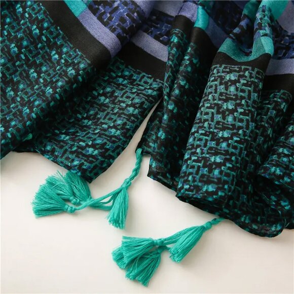 Plaid Summer Scarf | Light Weight Scarves and Shawls for Women Cover Ups Wraps - Picture 5 of 6